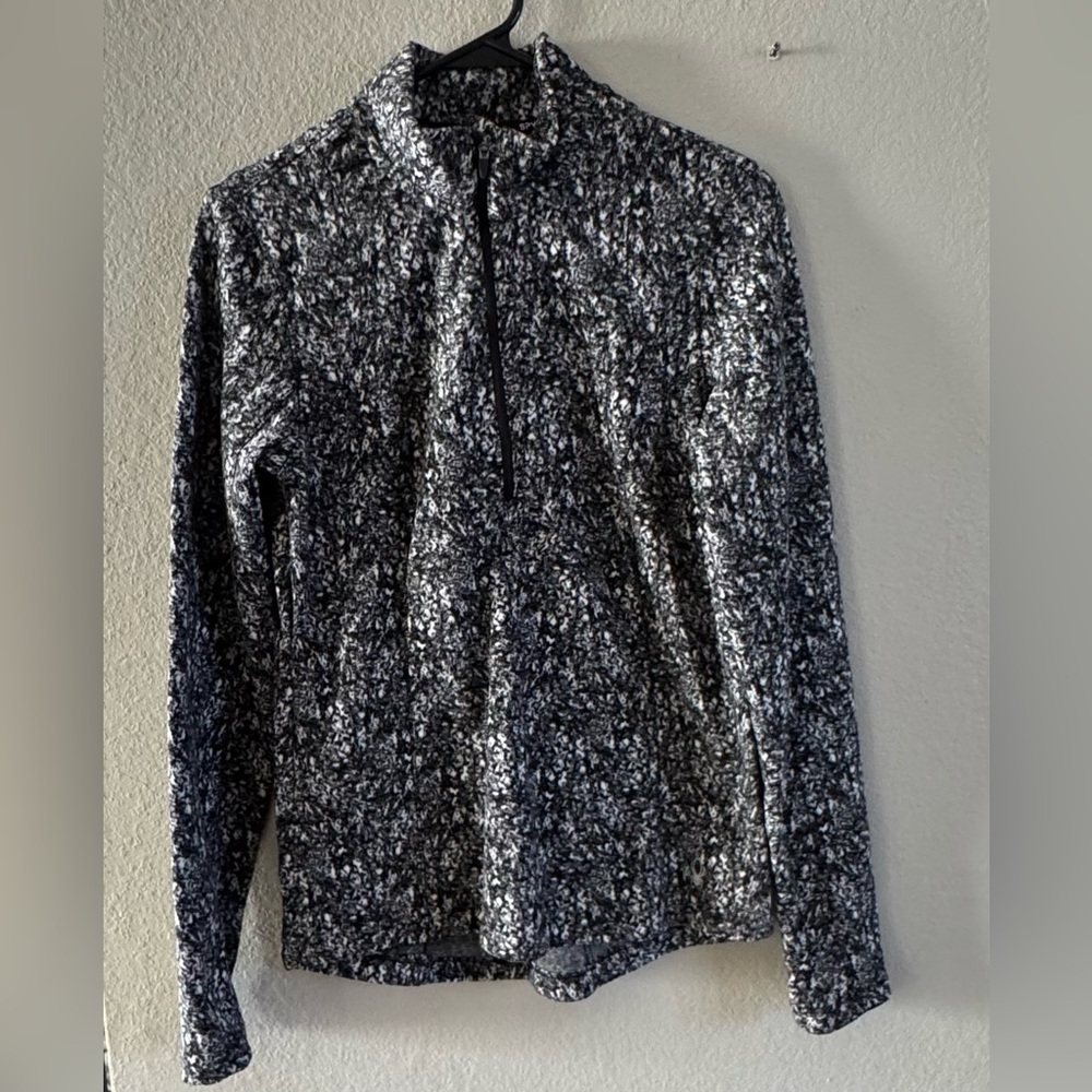 Spyder Active Women’s Long Sleeve Shirt Black & White 1/4 Zip Top Size Small